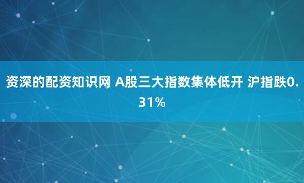 资深的配资知识网 A股三大指数集体低开 沪指跌0.31%
